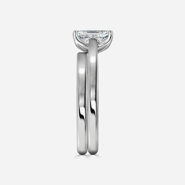 Aerin Solitaire White Gold Plain Band Bridal Set Engagement Ring