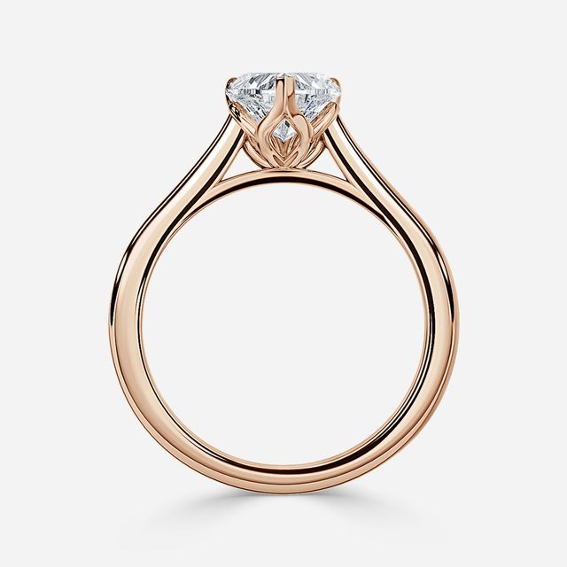 Aerin Solitaire Rose Gold Plain Band Bridal Set Engagement Ring