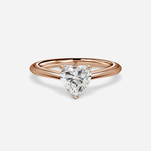 Aerin Solitaire Rose Gold Plain Band Bridal Set Engagement Ring