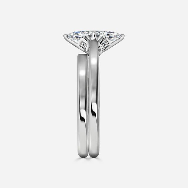 Aerin Solitaire White Gold Plain Band Bridal Set Engagement Ring