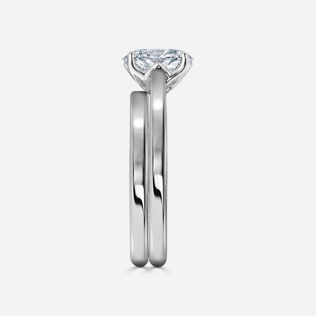 Aerin Solitaire Platinum Plain Band Bridal Set Engagement Ring