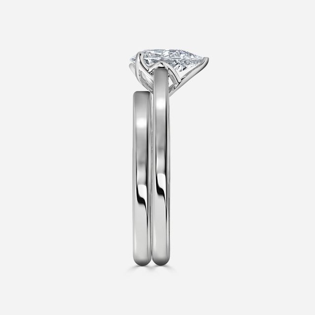 Aerin Solitaire Platinum Plain Band Bridal Set Engagement Ring