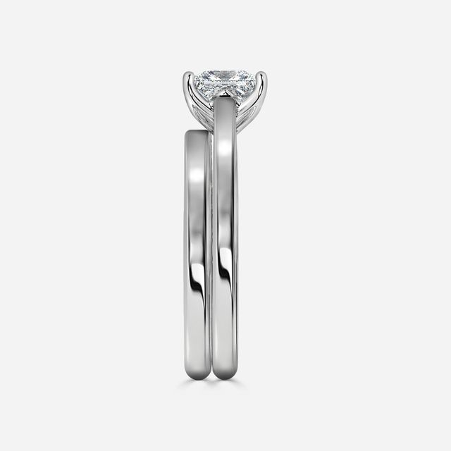 Aerin Solitaire White Gold Plain Band Bridal Set Engagement Ring