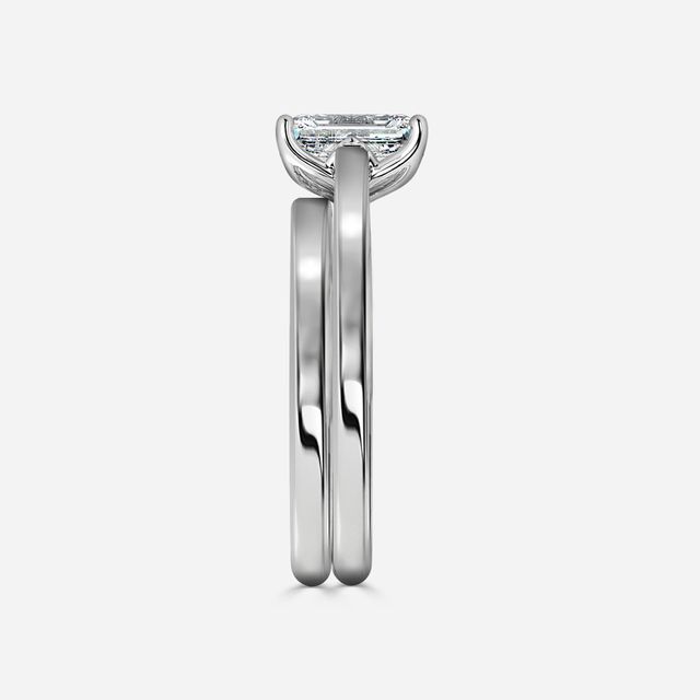 Aerin Solitaire Platinum Plain Band Bridal Set Engagement Ring