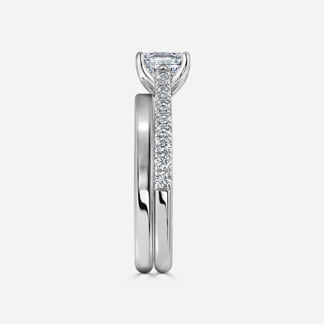 Aerin Platinum Plain Band Bridal Set Engagement Ring
