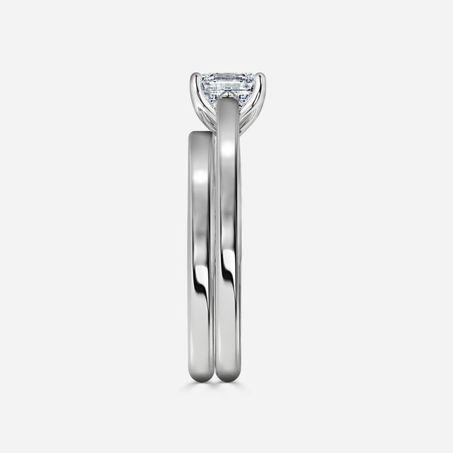 Aerin Solitaire White Gold Plain Band Bridal Set Engagement Ring