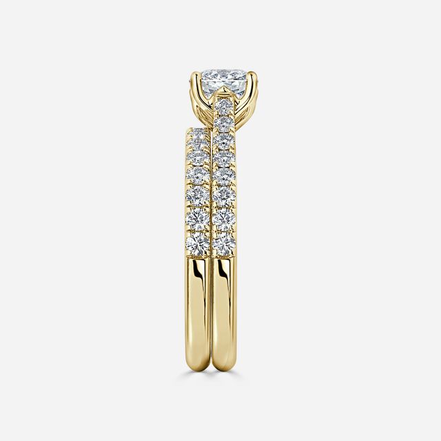 Aerin Yellow Gold Pavé Band Bridal Set Engagement Ring