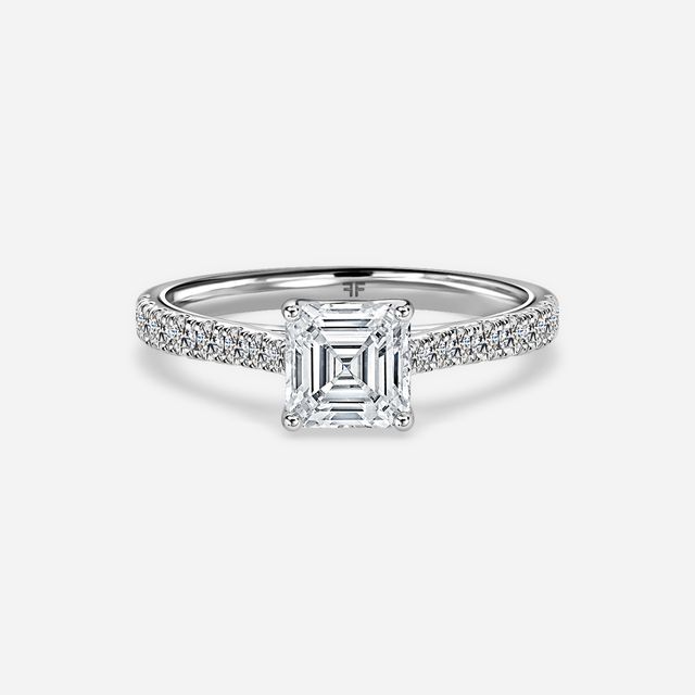 Aerin Platinum Plain Band Bridal Set Engagement Ring