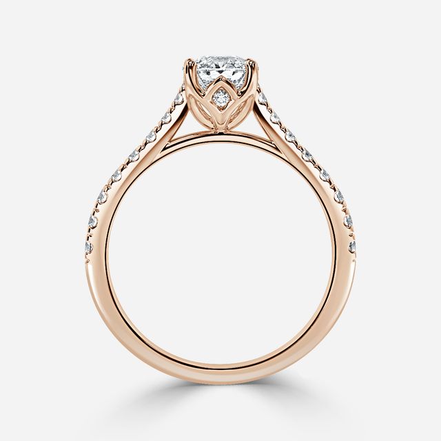 Aerin Rose Gold Plain Band Bridal Set Engagement Ring