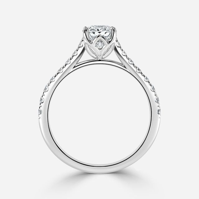 Aerin Platinum Plain Band Bridal Set Engagement Ring