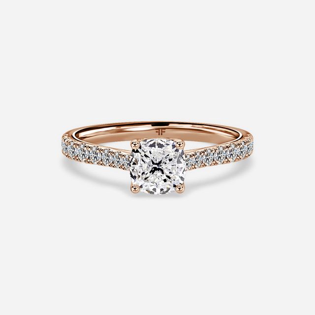 Aerin Rose Gold Plain Band Bridal Set Engagement Ring