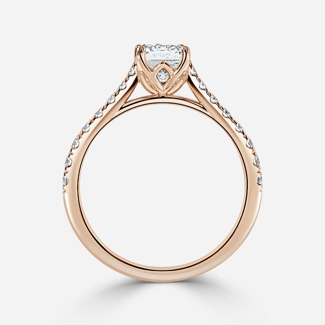 Aerin Rose Gold Plain Band Bridal Set Engagement Ring