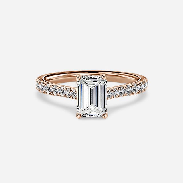 Aerin Rose Gold Plain Band Bridal Set Engagement Ring
