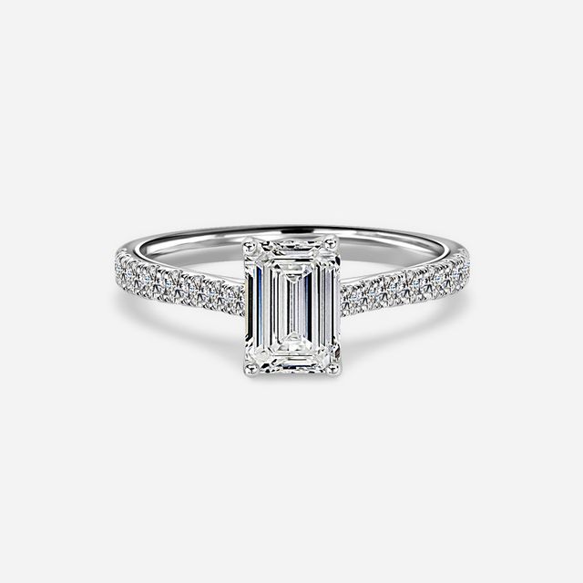 Aerin Platinum Plain Band Bridal Set Engagement Ring