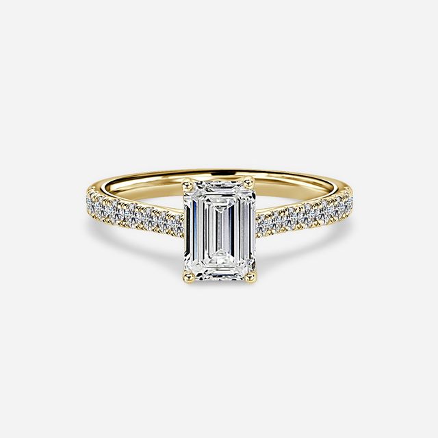 Aerin Yellow Gold Pavé Band Bridal Set Engagement Ring