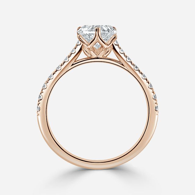 Aerin Rose Gold Plain Band Bridal Set Engagement Ring