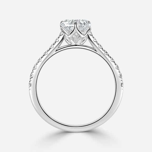 Aerin White Gold Plain Band Bridal Set Engagement Ring