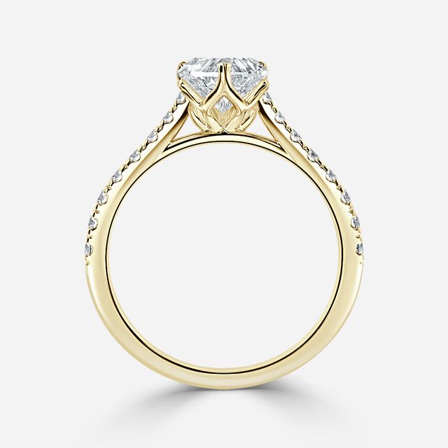 Aerin Yellow Gold Pavé Band Bridal Set Engagement Ring