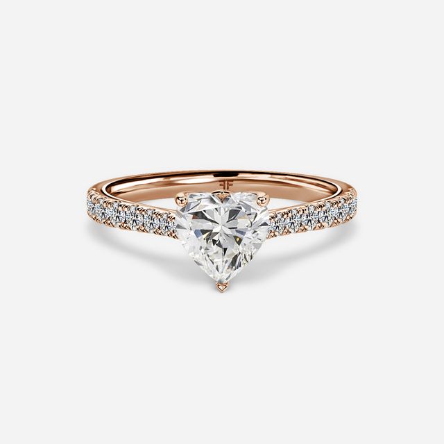 Aerin Rose Gold Plain Band Bridal Set Engagement Ring