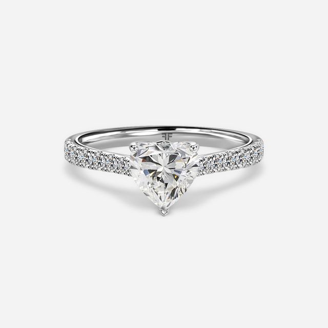 Aerin White Gold Plain Band Bridal Set Engagement Ring