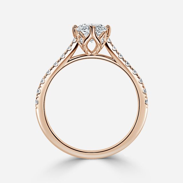 Aerin Rose Gold Plain Band Bridal Set Engagement Ring