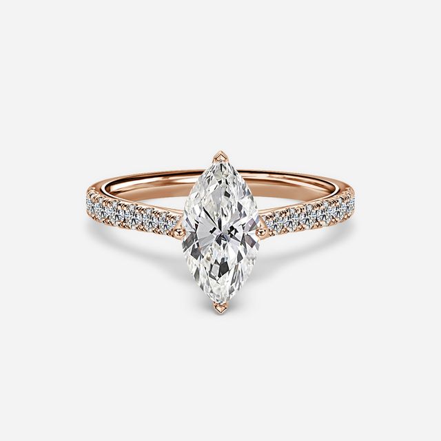 Aerin Rose Gold Plain Band Bridal Set Engagement Ring