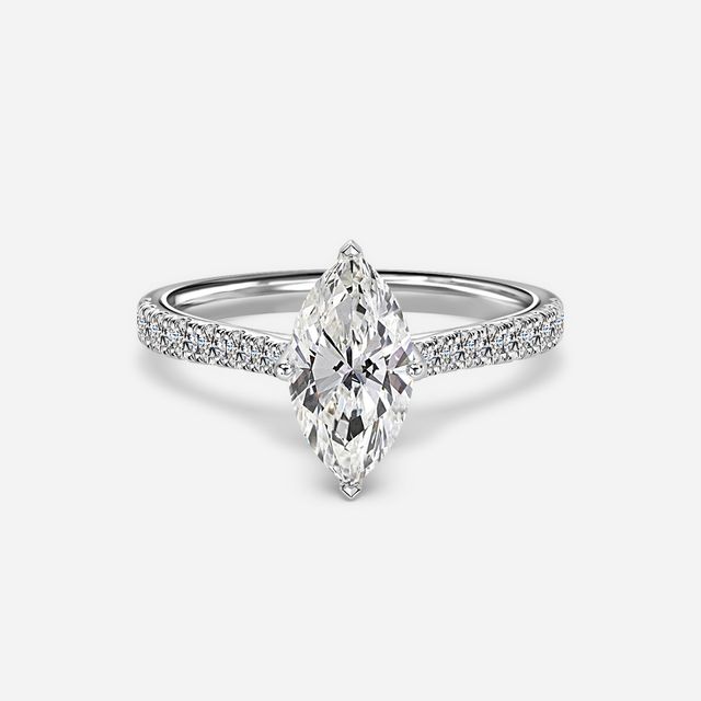 Aerin White Gold Plain Band Bridal Set Engagement Ring