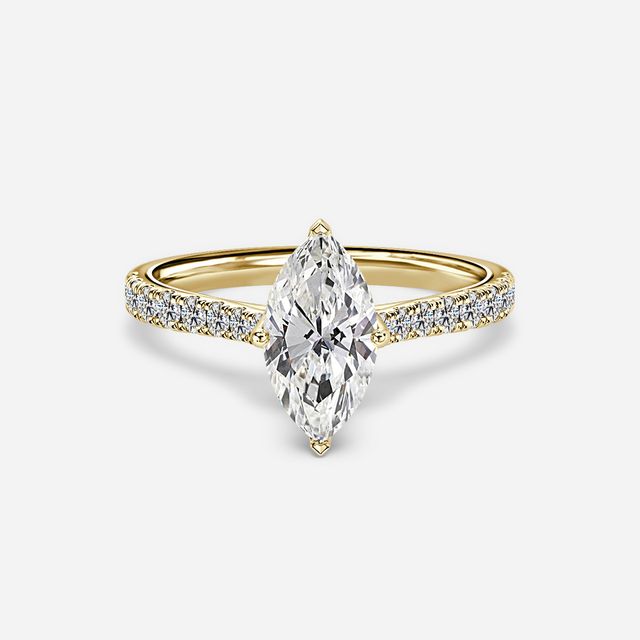 Aerin Yellow Gold Plain Band Bridal Set Engagement Ring