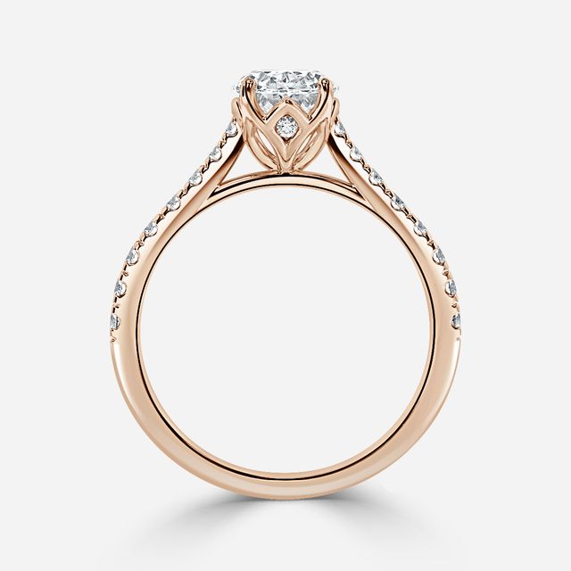 Aerin Rose Gold Plain Band Bridal Set Engagement Ring