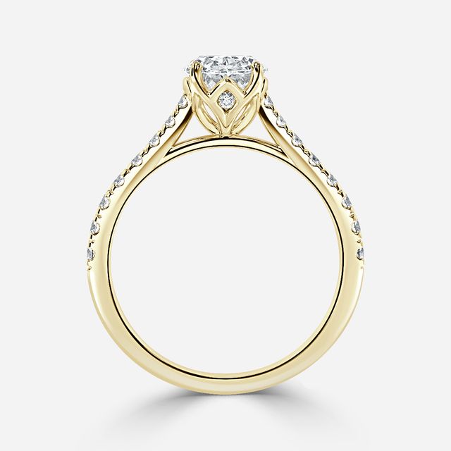Aerin Yellow Gold Plain Band Bridal Set Engagement Ring