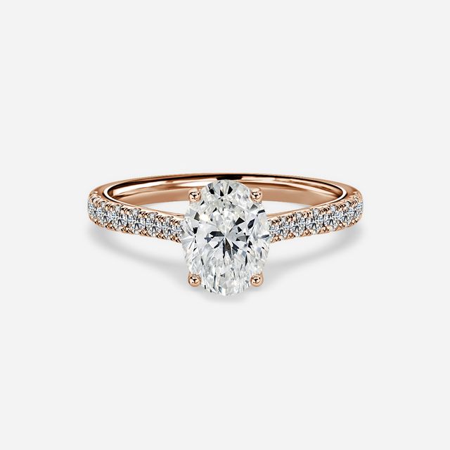 Aerin Rose Gold Plain Band Bridal Set Engagement Ring