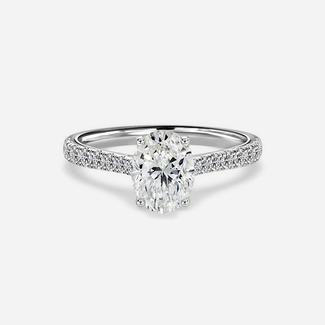 Aerin Platinum Plain Band Bridal Set Engagement Ring