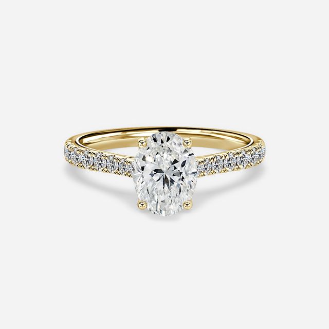 Aerin Yellow Gold Plain Band Bridal Set Engagement Ring