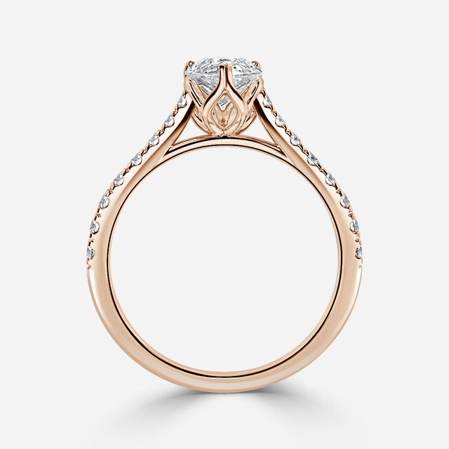 Aerin Rose Gold Plain Band Bridal Set Engagement Ring