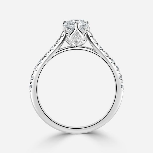 Aerin Platinum Plain Band Bridal Set Engagement Ring