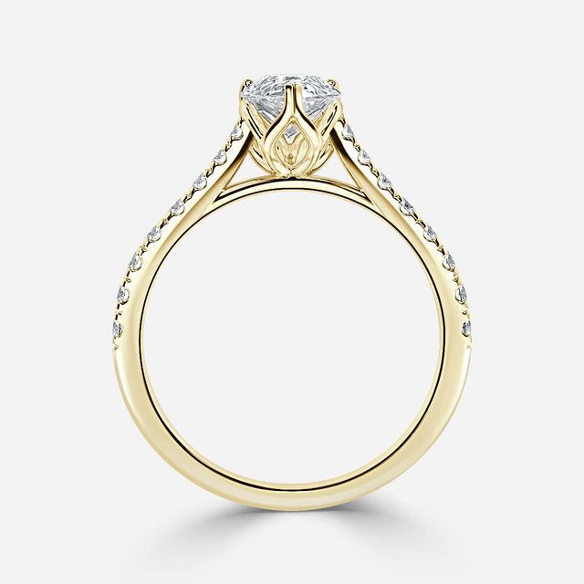 Aerin Yellow Gold Pavé Band Bridal Set Engagement Ring