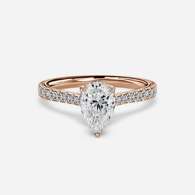 Aerin Rose Gold Plain Band Bridal Set Engagement Ring