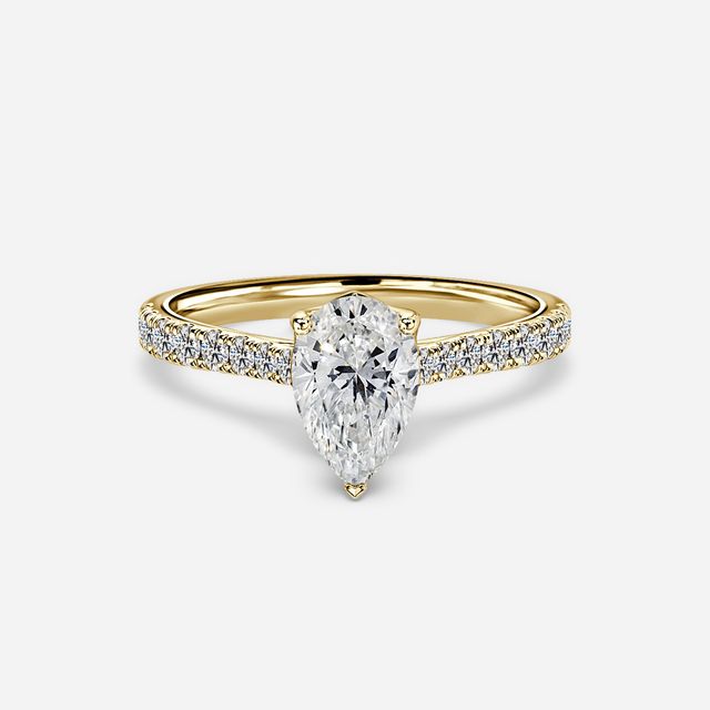 Aerin Yellow Gold Pavé Band Bridal Set Engagement Ring