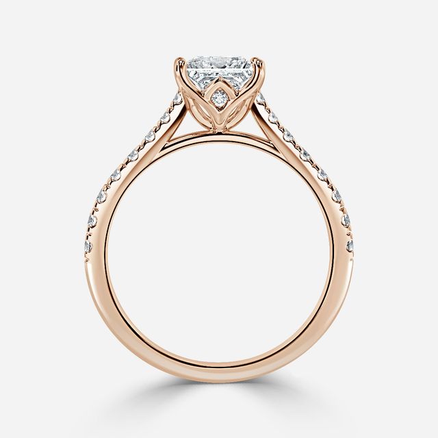 Aerin Rose Gold Plain Band Bridal Set Engagement Ring