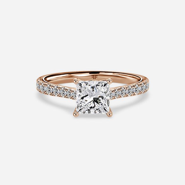 Aerin Rose Gold Plain Band Bridal Set Engagement Ring