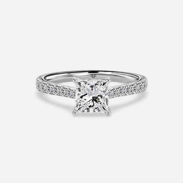 Aerin White Gold Plain Band Bridal Set Engagement Ring