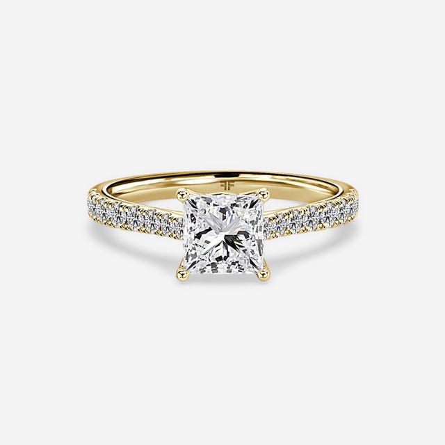 Aerin Yellow Gold Plain Band Bridal Set Engagement Ring