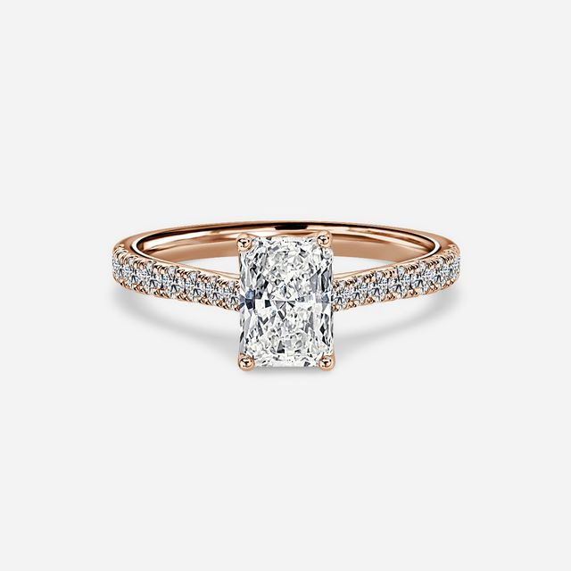 Aerin Rose Gold Plain Band Bridal Set Engagement Ring