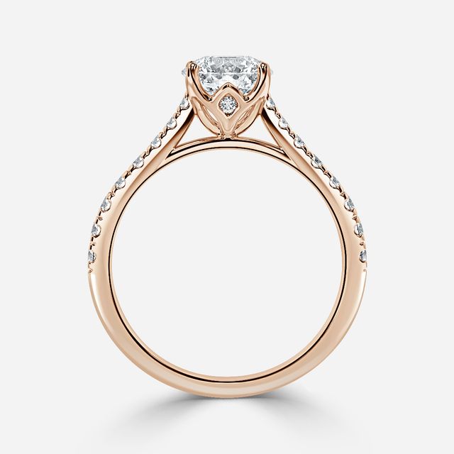 Aerin Rose Gold Plain Band Bridal Set Engagement Ring