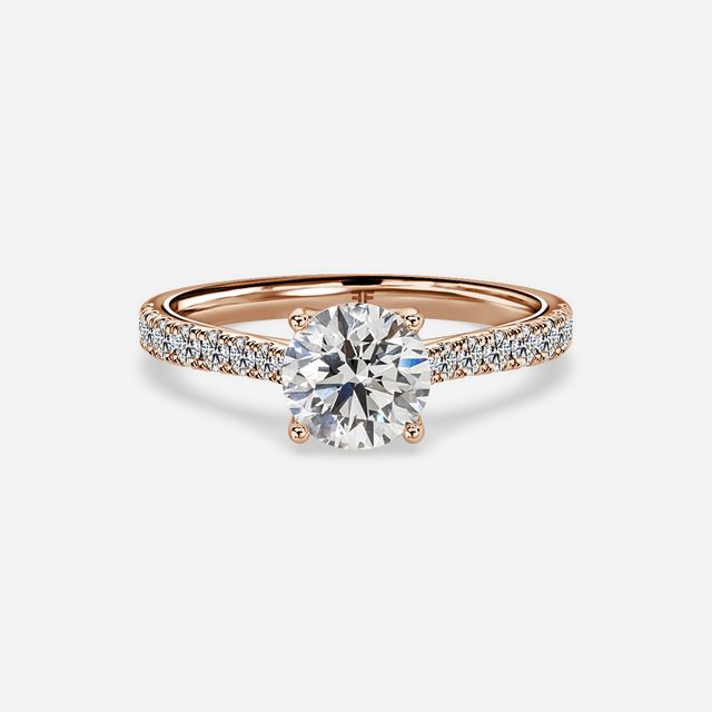 Aerin Rose Gold Plain Band Bridal Set Engagement Ring