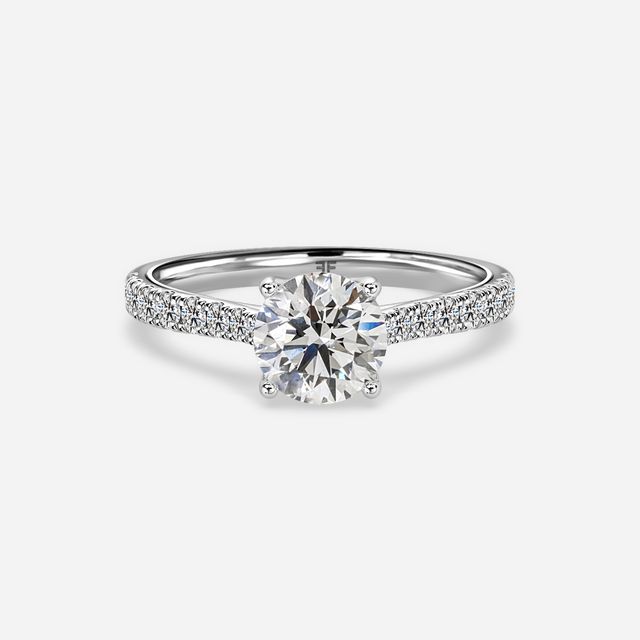 Aerin White Gold Plain Band Bridal Set Engagement Ring