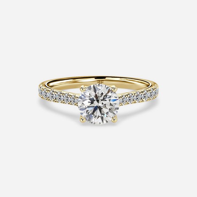 Aerin Yellow Gold Pavé Band Bridal Set Engagement Ring