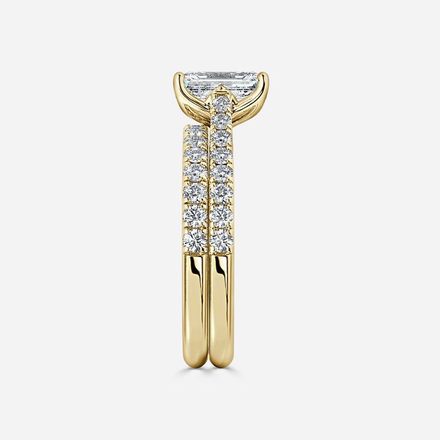 Aerin Yellow Gold Pavé Band Bridal Set Engagement Ring