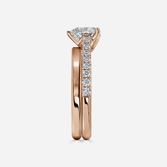 Aerin Rose Gold Plain Band Bridal Set Engagement Ring