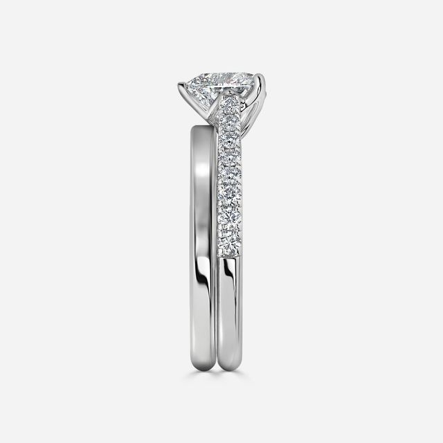 Aerin White Gold Plain Band Bridal Set Engagement Ring